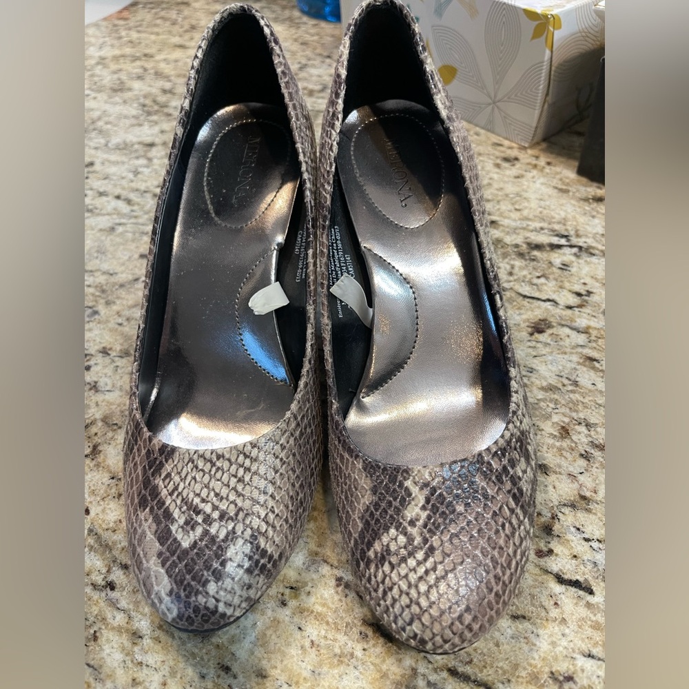 Merona Brown and Cream Heels with Classic Pump Silhouette